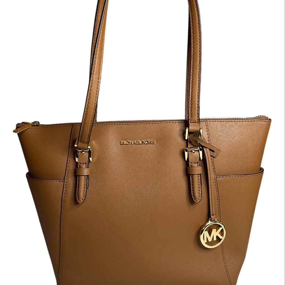 Michael Kors Jet Set Large Tote Bag in Brown Leather